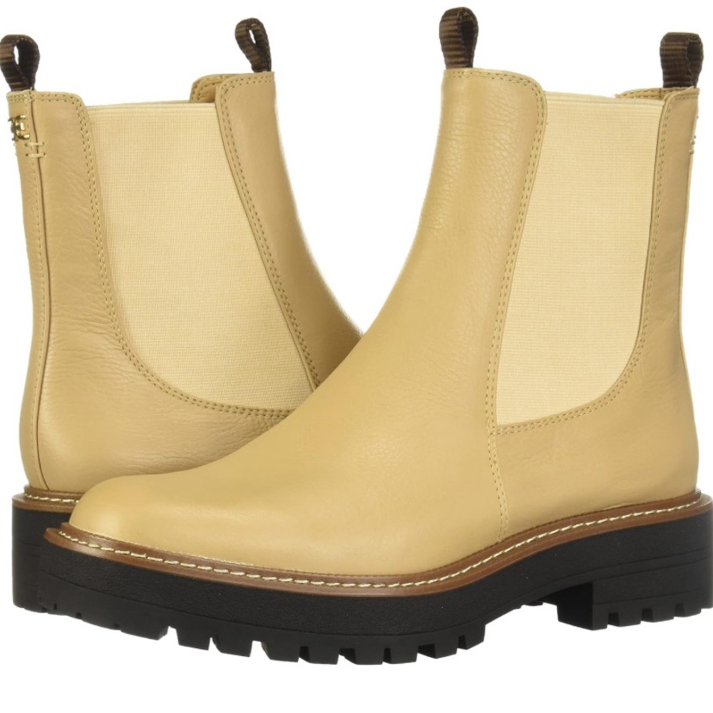 Sam Edelman Laguna Chelsea Boots (Sz 9.5M) Sesame Leather Neutral Tan NIB